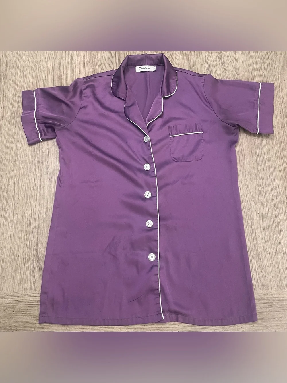 Yimanie women’s silky pajama top, small, purple